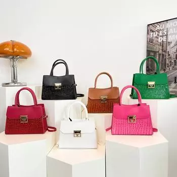 Модная атмосферная сумка-сплайсинг для женщин 2024 года, новая высококачественная сумка с узором из кожи аллигатора, фактурная сумка-мессенджер для поездок на работу чёрный