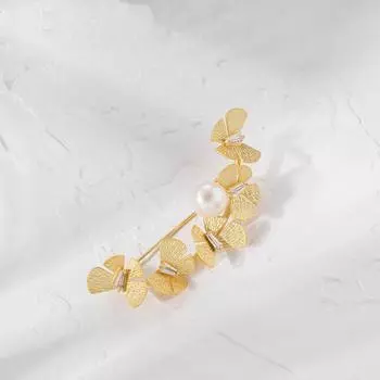 Модная бабочка жемчужная брошь женственность маленький ароматный костюм корсаж универсальные булавки аксессуары золотой