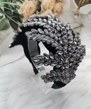 Модная барочная повязка на голову с бриллиантами, фланель, скрученная, высокая, с черепом, повязка на голову с шариком, шпилька для волос, женская, большая, кленовая серый
