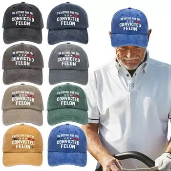 Модная бейсболка Кепка Трампа с козырьком Дышащие забавные кепки дальнобойщика Я голосую за осужденного преступника за рыбалку Велоспорт чёрный