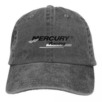 Модная бейсболка с логотипом Mercury Racing, унисекс, потертые джинсовые головные уборы, уличные летние шапки, кепка One Size