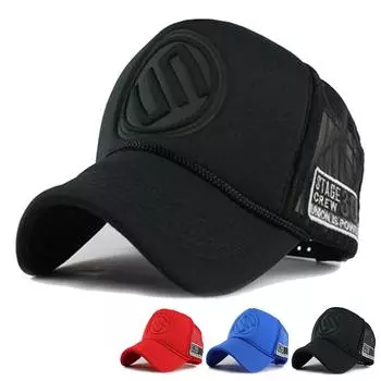 Модная бейсболка с тиснением буквы S, мужская регулируемая сетчатая шляпа, летние дышащие сетчатые шляпы, кепки с защитой от ультрафиолета чёрный