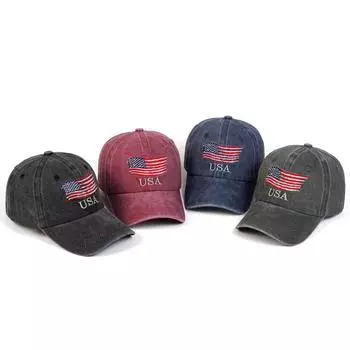 Модная бейсболка с вышитым американским флагом для мужчин и женщин, стираная хлопковая шляпа, шляпы для пап, кепки для гольфа, аксессуары темно серый