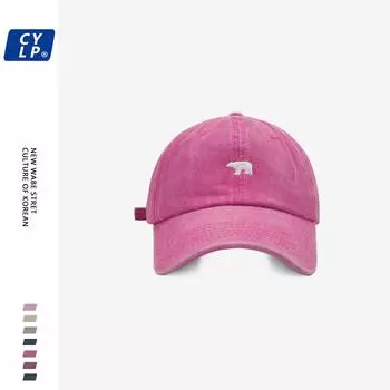 Модная бейсболка в стиле ретро, мужская и женская, весенне-летняя, с козырьком, корейская версия, вышитая в виде белого медведя Adjustable