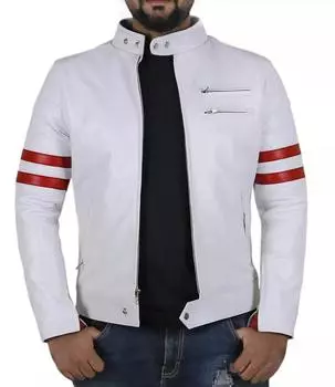 Модная белая стильная мотоциклетная мужская кожаная куртка ручной работы из натуральной байкерской кожи XS белый