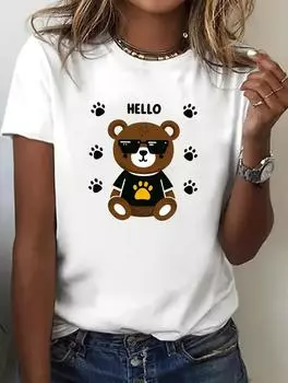 Модная белая женская футболка с забавным принтом S