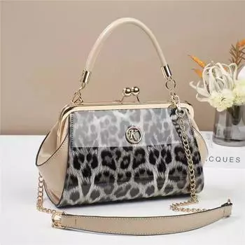 Модная блестящая кожаная женская сумка с текстурой леопардового цвета, гладкая сумка через плечо, корейская версия, женская банкетная сумка с цепочкой