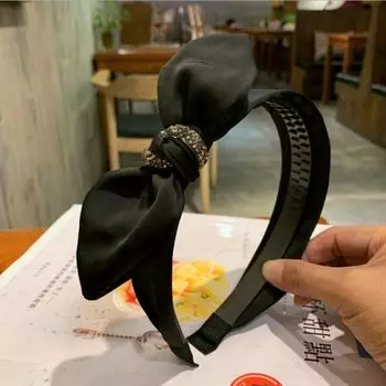 Модная блестящая повязка на голову, обруч для волос для дам, большая повязка на голову с бантом, новинка, аксессуары для волос со стразами