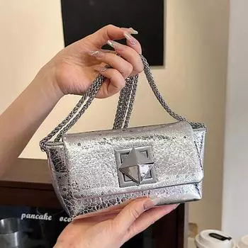 Модная блестящая сумка на цепочке для женщин, сумка для мобильного телефона, модная универсальная сумка через плечо для женщин, сумки через плечо, обеденные сумки one size чёрный