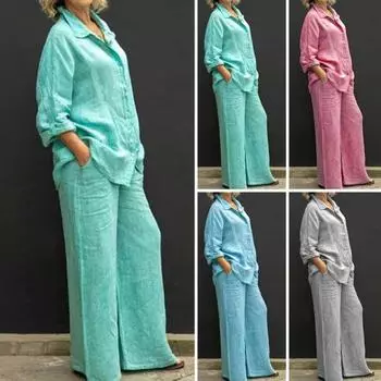 Модная блузка, брючный костюм, легкий повседневный карман 4XL небесно-голубой