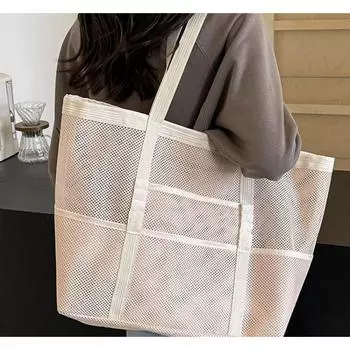 Модная большая сумка большой емкости для женщин, новинка 2024 года, летняя популярная сетчатая сумка на плечо, большая сумка-тоут