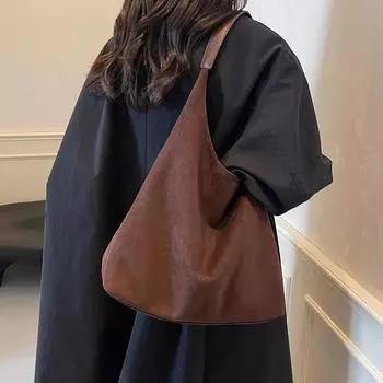 Модная большая сумка через плечо из искусственной кожи для женщин 2024 года, зимняя женская простая сумка-хобо под мышкой, сумки и кошельки чёрный