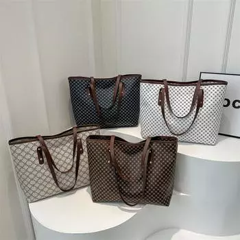 Модная большая сумка, новая модная простая женская сумка, сумка через плечо, большая вместимость, модная ручная сумка-тоут