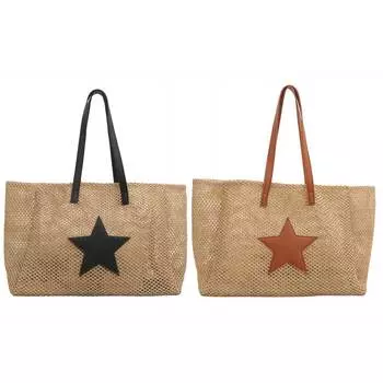 Модная большая сумка-тоут Star, летняя сумка на плечо, праздничная дорожная сумка для женщин чёрный