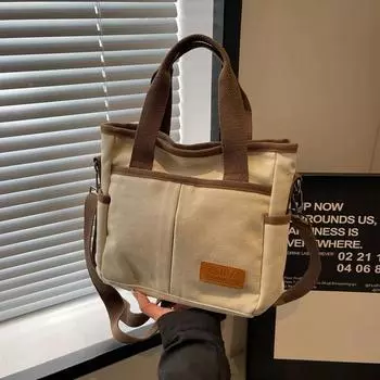 Модная большая вместительная сумка-тоут с несколькими карманами из холста для женщин, универсальная сумка для поездок на работу и обратно, сумки для покупок под мышками для женщин