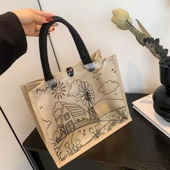 Модная большая вместительная сумка-тоут для лета, новая персонализированная студенческая сумка для занятий, простая сумка с нишевым дизайном