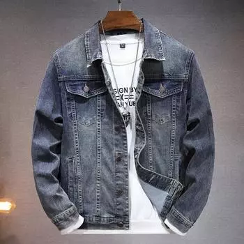Модная брендовая американская джинсовая куртка, классическая, простая и универсальная, высококачественная, стираная, эластичная, хлопковая джинсовая ткань M