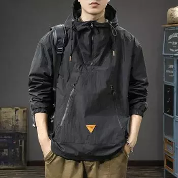 Модная брендовая американская куртка с капюшоном Half-Pull Chain, мужская свободная куртка большого размера, тактическая функциональная куртка с инструментами M армия зеленый