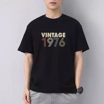 Модная брендовая американская ностальгическая футболка в стиле ретро 1976 года. Мужская и женская футболка с короткими рукавами из чистого хлопка с круглым вырезом. Тяжелая повседневная тенденция. M