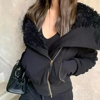 Модная брендовая флисовая куртка с капюшоном, женская зимняя куртка 2024 года, новый стиль, ощущение маленького человека, супер красивая одежда из хлопка S