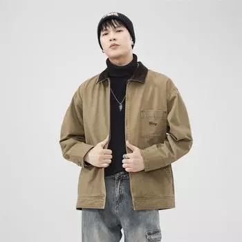 Модная брендовая куртка для мужчин Carhart Hunting Jacket American Retro Lapel Top Men M хаки