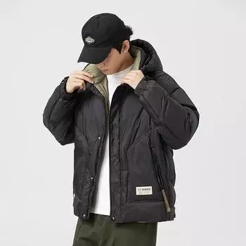 Модная брендовая куртка-пуховик с капюшоном высокого класса, мужская новая зимняя ветрозащитная теплая куртка, модная мужская одежда M чёрный