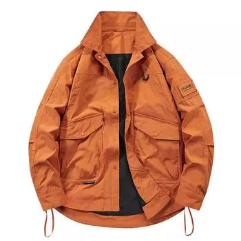 Модная брендовая куртка, тонкая куртка на весну и лето, синяя, американская, мужская, высокого класса, приталенная, свободная рубашка с лацканами M