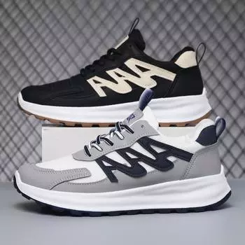 Модная брендовая мужская обувь 2024 года, новые сетчатые дышащие туфли для папы, модная универсальная мужская спортивная повседневная обувь на платформе 39 белый