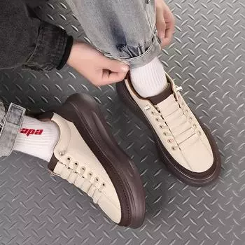 Модная брендовая мужская обувь на шнуровке, удобная, на толстой подошве, для занятий спортом на открытом воздухе, классическая, белая/коричневая, мужская, повседневная, модная обувь 39 коричневый