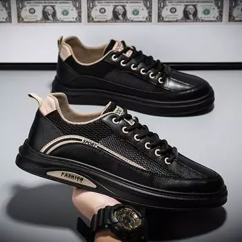Модная брендовая мужская обувь, новые дизайнерские кроссовки для мужчин, повседневная обувь, удобные дышащие летние мокасины, оригинальная обувь для скейтбординга 39 чёрный