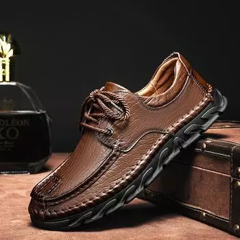 Модная брендовая мужская походная обувь класса люкс, высококачественная обувь из натуральной кожи, повседневная мужская обувь ручной работы, нескользящая обувь для отдыха и походов 38 чёрный