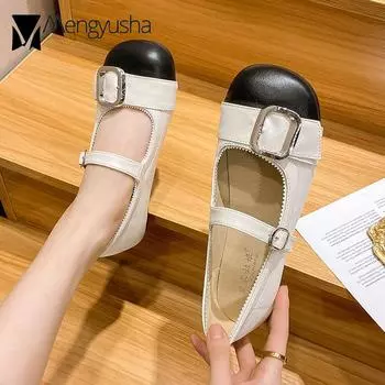 Модная брендовая обувь в стиле Лолита, женские туфли смешанных цветов на плоской подошве с ремнем, джинсы Мэри для девочек, обувь для косплея, женские туфли с квадратным носком, танцевальная обувь 4.5 жёлтый