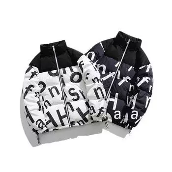 Модная брендовая одежда из хлопка для мужчин и женщин, новый зимний стиль, стиль Гонконга, утолщенная теплая одежда из хлопка с буквенным принтом S