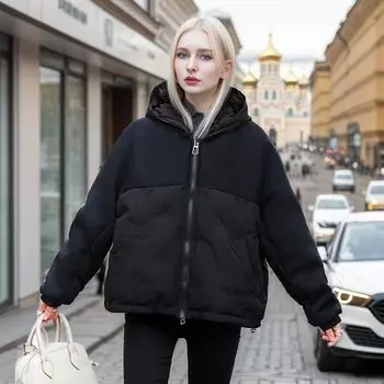 Модная брендовая одежда на хлопковой подкладке для женщин зимой 2024 года, новые короткие модели одежды на хлопковой подкладке в зарубежном стиле, хлопковые куртки больших размеров, зима M белый
