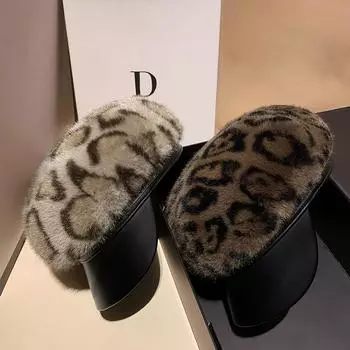 Модная брендовая осенне-зимняя шапка из норковой шерсти, кожаный берет с леопардовым принтом, термокепка в стиле ретро с изображением маленького лица standard хаки