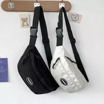 Модная брендовая сумка-мессенджер, мужская, простая, вместительная, нагрудная, женская, для отдыха, для студентов, одно плечо, диагональная, маленькая, легкая, спортивная, поясная сумка чёрный