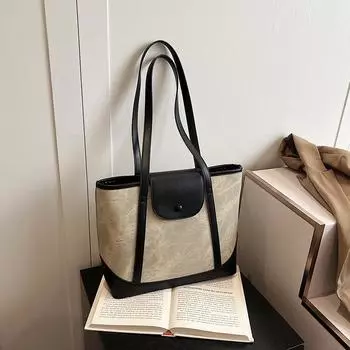 Модная брендовая сумка, новая большая вместительная сумка через плечо, высококачественная женская сумка, модная нишевая сумка для отдыха, женская сумка-тоут (30cm<Max Length<50cm)