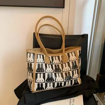 Модная брендовая сумка, новая большая вместительная сумка через плечо, высококачественная женская сумка, модная нишевая сумка для отдыха, женская сумка-тоут (30cm<Max Length<50cm)