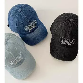 Модная брендовая вышитая парная бейсболка с глубоким верхом и лицом, маленькая ретро-джинсовая кепка для женщин M56-58cm чёрный