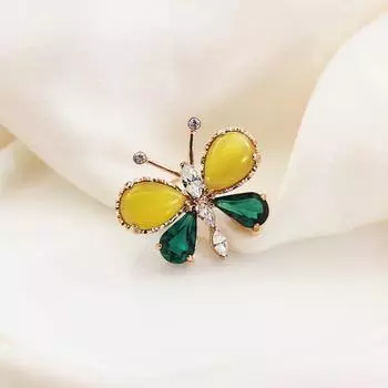 Модная брошь-бабочка из опала, женственная, элегантная, брошь-бабочка, женский костюм, аксессуары для корсажа