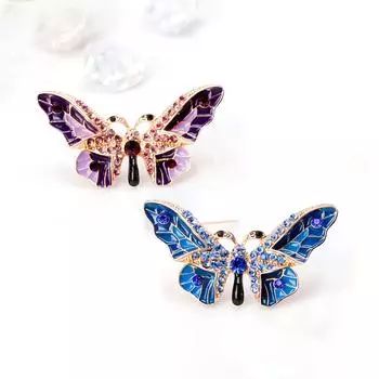 Модная брошь-бабочка из сплава с каплями масла для женщин, простая универсальная брошь-булавка для одежды