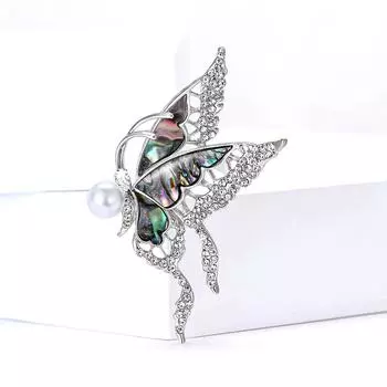 Модная брошь-бабочка из сплава с ракушкой-абалоне, персонализированная, высокого класса, для женского костюма, пальто, корсаж, ювелирное украшение