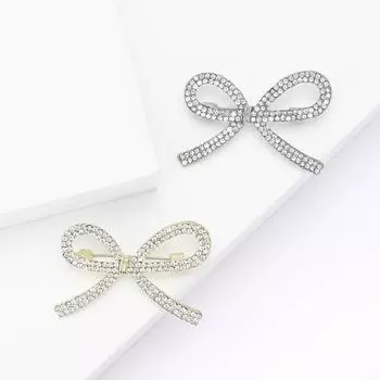 Модная брошь-бант из сплава со стразами, простая темпераментная женская одежда, корсаж, ювелирные изделия, булавка