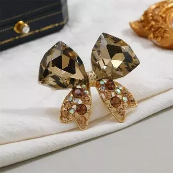 Модная брошь-бант с кристаллами для женщин, антибликовое украшение для костюма, воротник, булавка, темпераментный свитер, кардиган, аксессуары