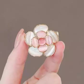 Модная брошь-блейзер с цветком и опалом, пальто, корсаж, камелия, булавка, одежда высокого класса, антибликовая пряжка