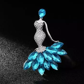 Модная брошь-булавка в виде русалки с кристаллами, универсальная женская брошь-булавка для воротника