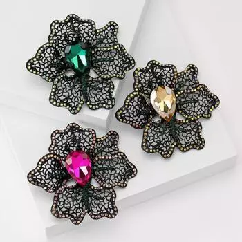 Модная брошь-цветок из полых страз High Sense Niche Женская одежда Брошь-украшение в виде растения