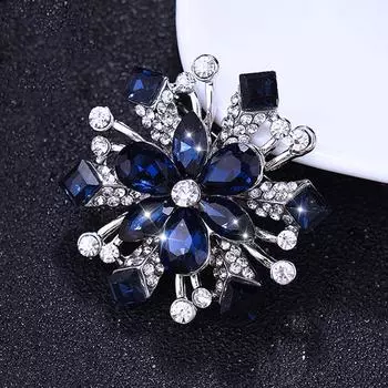 Модная брошь-цветок с бриллиантами для женского корсажа, темпераментная большая булавка, хрустальная универсальная шаль для пальто, шелковый шарф, пуговица