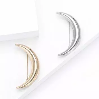 Модная брошь из гладкого сплава в виде луны, персонализированная универсальная женская брошь для пальто и корсажа, ювелирное украшение