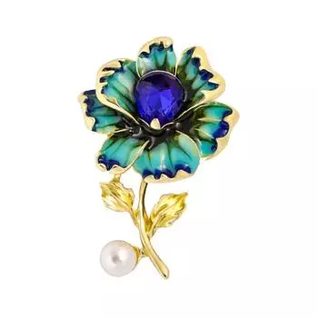 Модная брошь из хрусталя с капающим маслом, жемчужным цветком, булавка, элегантная брошь с цветком